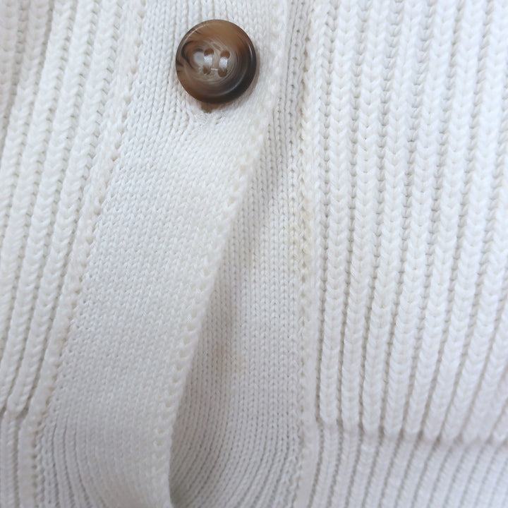 G. Label by goop Hill Puff Sleeve Cardigan Cream Ribbed Cotton Size Medium