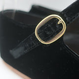 Doen Mary Jane Slippers Black Velvet Size 37.5