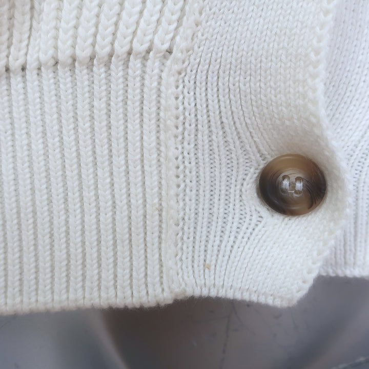 G. Label by goop Hill Puff Sleeve Cardigan Cream Ribbed Cotton Size Medium