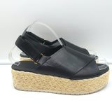 Vince Platform Espadrille Sandals Jesson Black Leather Size 7.5