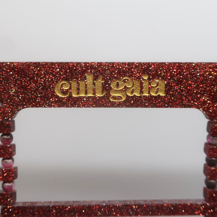 Cult Gaia Small Ark Glitter Acrylic Bag Burgundy