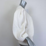 G. Label by goop Hill Puff Sleeve Cardigan Cream Ribbed Cotton Size Medium