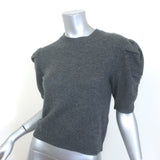 FRAME Ruched Sleeve Cashmere Sweater Dark Heather Gray Size Small