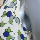 Tory Burch Collared Ruffle Top Cream Printed Silk Size 10 Sleeveless Blouse