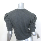 FRAME Ruched Sleeve Cashmere Sweater Dark Heather Gray Size Small