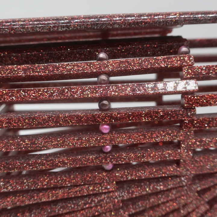 Cult Gaia Small Ark Glitter Acrylic Bag Burgundy