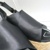 Vince Platform Espadrille Sandals Jesson Black Leather Size 7.5