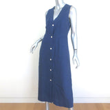 Jenni Kayne Callan Sleeveless Midi Dress Blue Chambray Linen Size Small