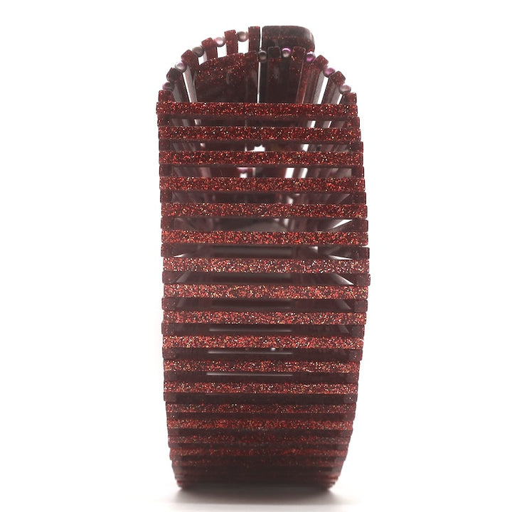 Cult Gaia Small Ark Glitter Acrylic Bag Burgundy
