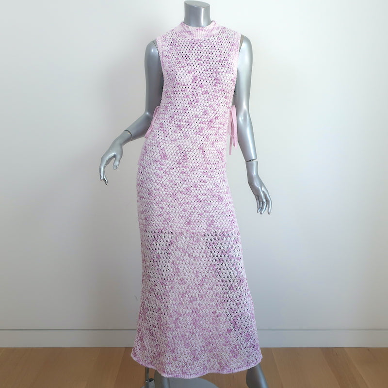 Christopher Esber Crochet Knit Maxi Dress Lilac Cotton-Blend Size Smal Celebrity Owned Christopher Esber Crochet Knit Maxi Dress Lilac Cotton-Blend Size Smal Celebrity Owned