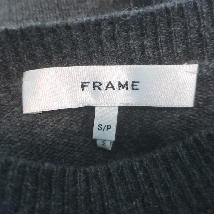 FRAME Ruched Sleeve Cashmere Sweater Dark Heather Gray Size Small