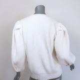 G. Label by goop Hill Puff Sleeve Cardigan Cream Ribbed Cotton Size Medium