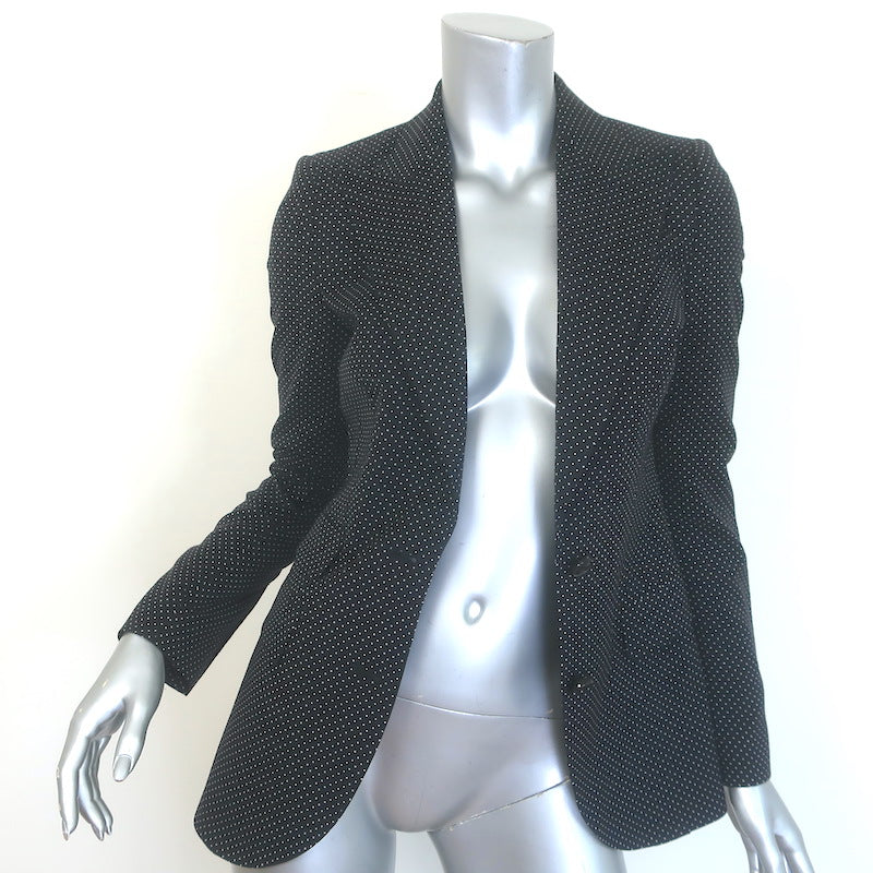 Dolce &amp; Gabbana Polka Dot Blazer Black Virgin Wool Size 36 Two-Button Jacket