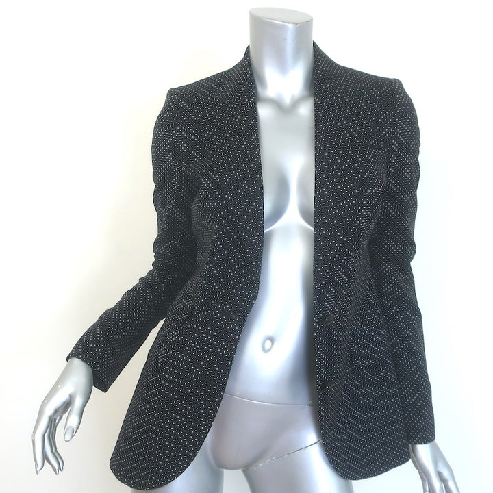 Dolce &amp; Gabbana Polka Dot Blazer Black Virgin Wool Size 36 Two-Button Jacket