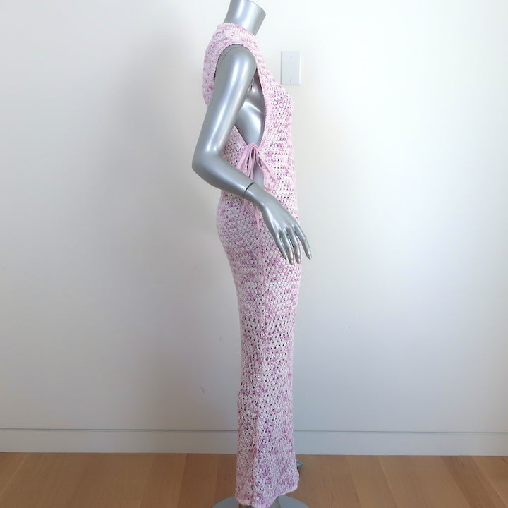 Christopher Esber Crochet Knit Maxi Dress Lilac Cotton-Blend Size Small