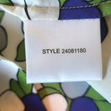 Tory Burch Collared Ruffle Top Cream Printed Silk Size 10 Sleeveless Blouse