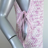 Christopher Esber Crochet Knit Maxi Dress Lilac Cotton-Blend Size Small