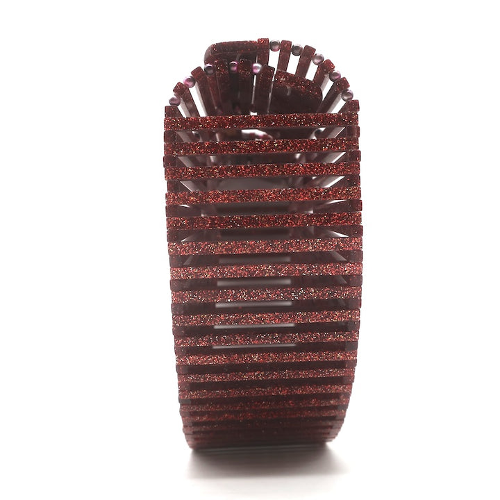 Cult Gaia Small Ark Glitter Acrylic Bag Burgundy