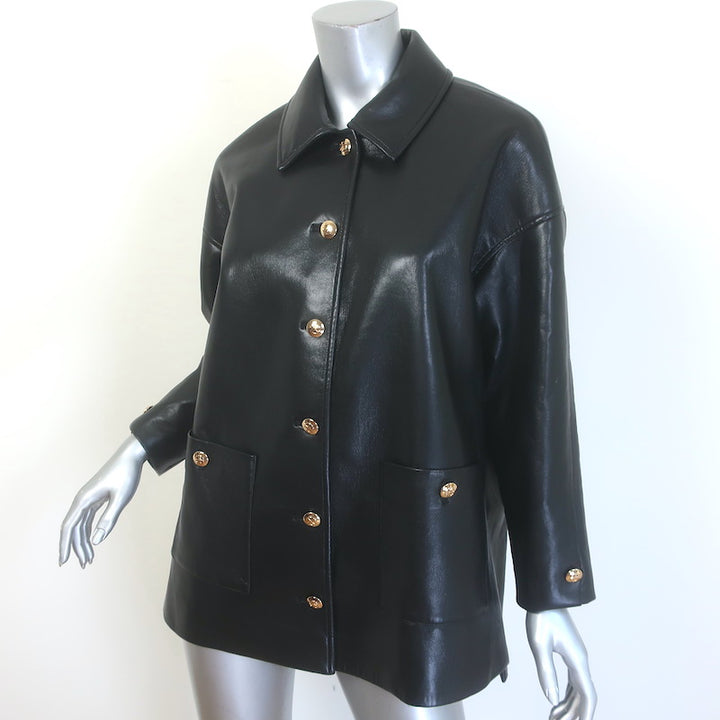 ANINE BING Luca Oversized Leather Jacket Black Size Extra Small