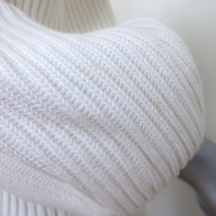 G. Label by goop Hill Puff Sleeve Cardigan Cream Ribbed Cotton Size Medium