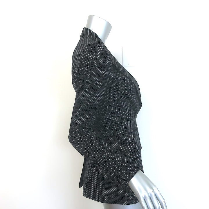 Dolce &amp; Gabbana Polka Dot Blazer Black Virgin Wool Size 36 Two-Button Jacket