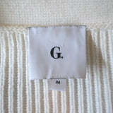 G. Label by goop Hill Puff Sleeve Cardigan Cream Ribbed Cotton Size Medium