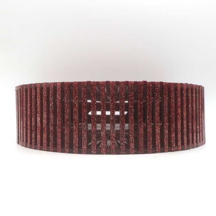 Cult Gaia Small Ark Glitter Acrylic Bag Burgundy