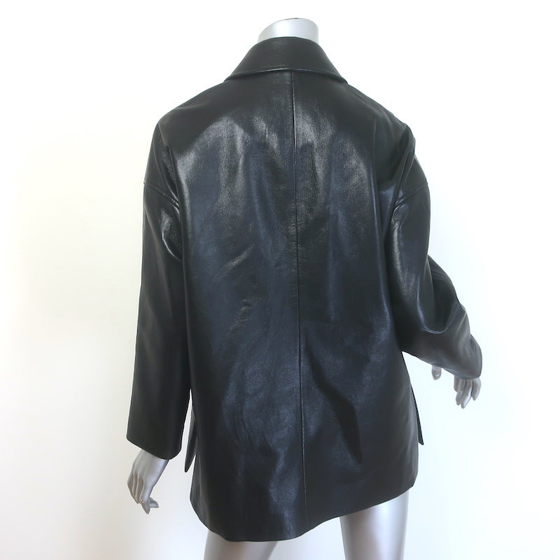 ANINE BING Luca Oversized Leather Jacket Black Size Extra Small