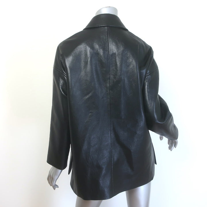 ANINE BING Luca Oversized Leather Jacket Black Size Extra Small