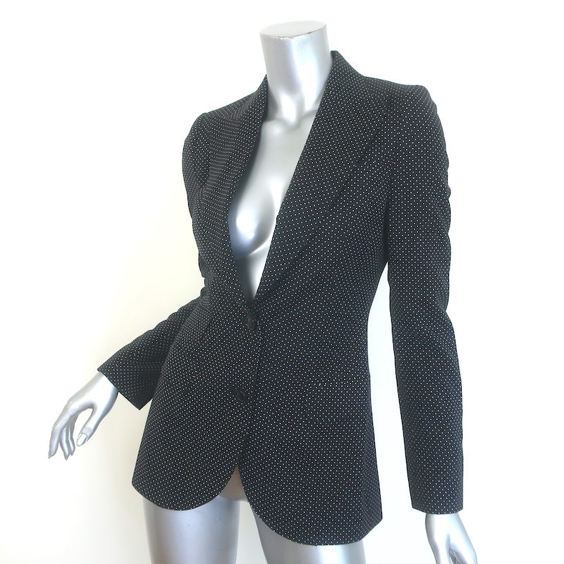 Dolce &amp; Gabbana Polka Dot Blazer Black Virgin Wool Size 36 Two-Button Jacket