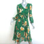 Alice + Olivia Coco Midi Dress Green Floral Print Fil Coupe Chiffon Size 2