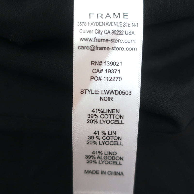 FRAME Lace-Up Back Halter Maxi Dress Black Linen-Blend Size Large