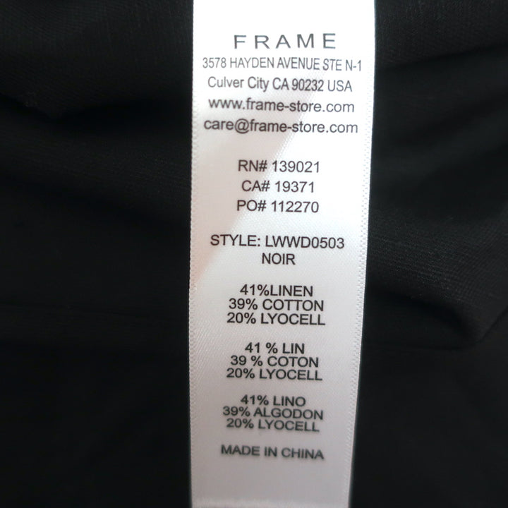 FRAME Lace-Up Back Halter Maxi Dress Black Linen-Blend Size Large