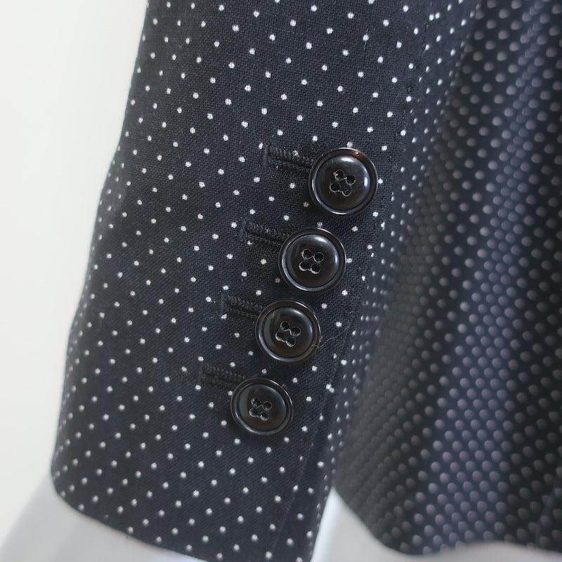 Dolce &amp; Gabbana Polka Dot Blazer Black Virgin Wool Size 36 Two-Button Jacket