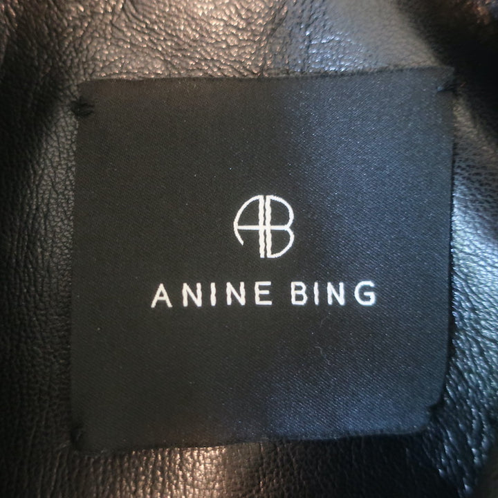 ANINE BING Luca Oversized Leather Jacket Black Size Extra Small