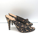 Veronica Beard Pari Mules Leopard Print Satin Size 7.5 Open Toe Heels NEW
