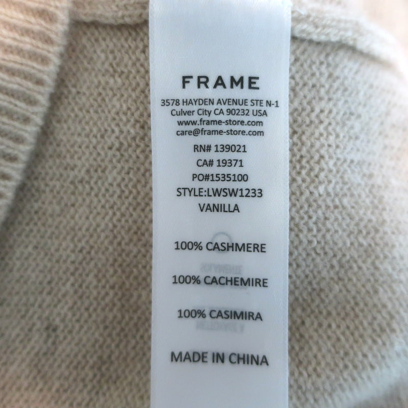 FRAME Frankie Cashmere Puff Sleeve Crew Sweater Vanilla Size Medium