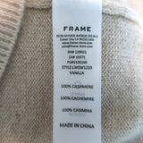 FRAME Frankie Cashmere Puff Sleeve Crew Sweater Vanilla Size Medium