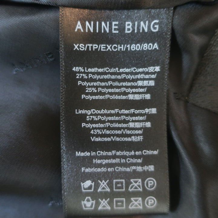 ANINE BING Luca Oversized Leather Jacket Black Size Extra Small