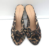 Veronica Beard Pari Mules Leopard Print Satin Size 7.5 Open Toe Heels NEW