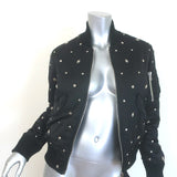 Sandro Silencio Studded Satin Bomber Jacket Black Size 1