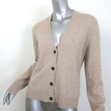 Theory Blanket Stitch Cashmere Cardigan Beige Size Medium V-Neck Sweater