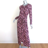 Isabel Marant Etoile Lisy Wrap-Front Dress Black/Pink Printed Jersey Size 42 NEW