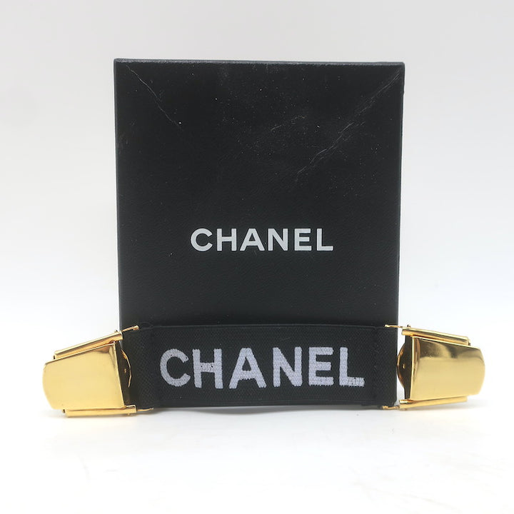 Vintage Chanel 94P Logo Armband Sleeve Garter Black Nylon