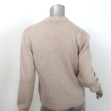 Theory Blanket Stitch Cashmere Cardigan Beige Size Medium V-Neck Sweater