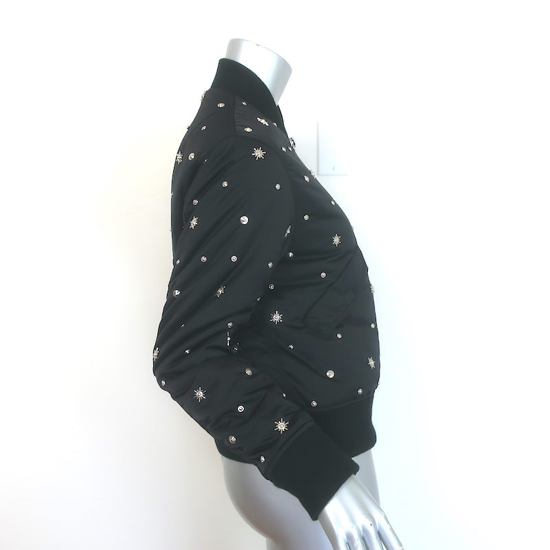 Sandro Silencio Studded Satin Bomber Jacket Black Size 1