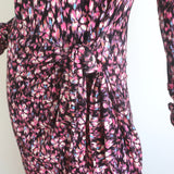Isabel Marant Etoile Lisy Wrap-Front Dress Black/Pink Printed Jersey Size 42 NEW