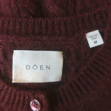 Doen Danae Cable Knit Cashmere Cardigan Dark Garnet Size Medium