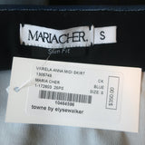 Maria Cher Varela Anna Midi Skirt Navy Ruched Jersey Size Small NEW