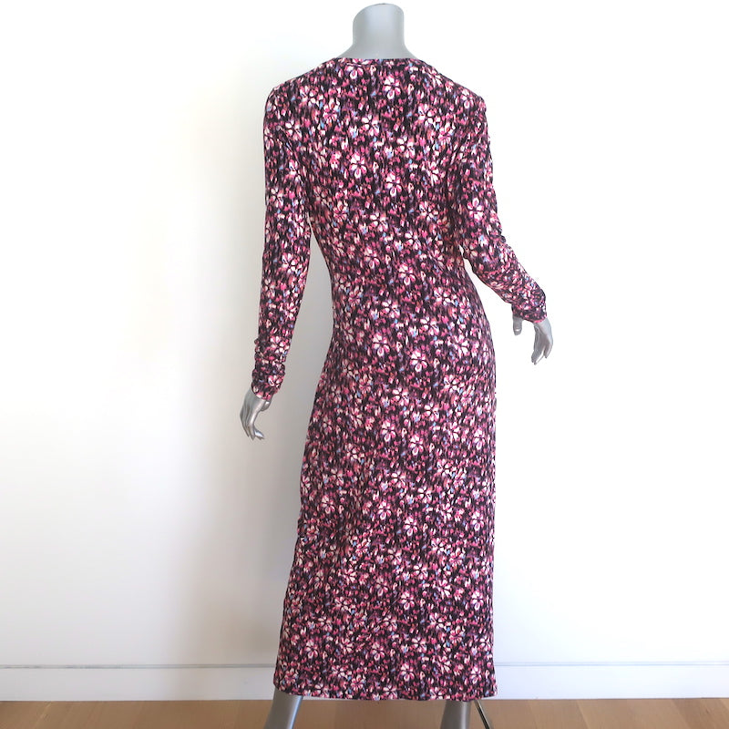 Isabel Marant Etoile Lisy Wrap-Front Dress Black/Pink Printed Jersey Size 42 NEW